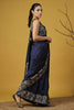 Navy Blue Silk Saree Floral Printed Border Designer Saree