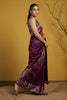 Wine Pink Silk Saree Floral Printed Border Designer Saree
