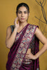 Wine Pink Silk Saree Floral Printed Border Designer Saree