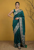 Bottle Green Silk Saree Floral Printed Border Designer Saree 