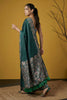 Bottle Green Silk Saree Floral Printed Border Designer Saree