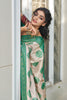 Beige Banarasi Silk Saree Green Zari Border Traditional Buta Design