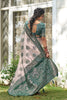 Beige Banarasi Silk Saree Dark Green Zari Border Traditional Buta Design