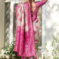 Beige Banarasi Silk Saree Pink Zari Border Traditional Buta Design