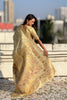 Yellow Banarasi Silk Saree with Floral Zari Weaving Rich Golden Border