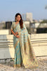 Sky Blue Banarasi Silk Saree Floral Zari Weaving Rich Golden Border 