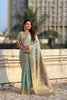 Sky Blue Banarasi Silk Saree Floral Zari Weaving Rich Golden Border