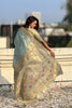 Sky Blue Banarasi Silk Saree Floral Zari Weaving Rich Golden Border