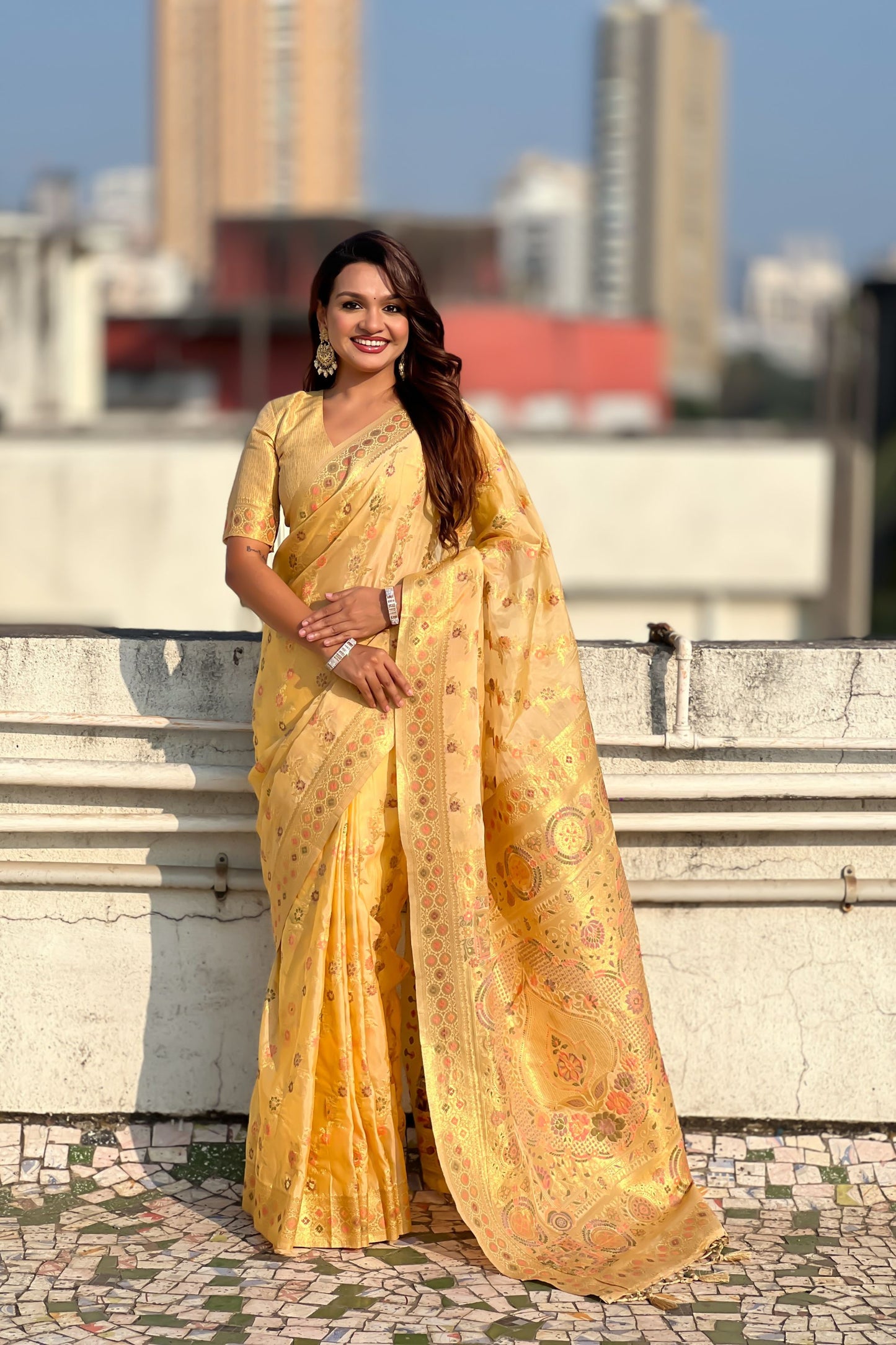 Mustard Yellow Banarasi Silk Saree with Rich Zari Weaving Designer Pallu 