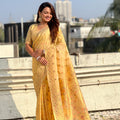 Mustard Yellow Banarasi Silk Saree with Rich Zari Weaving Designer Pallu