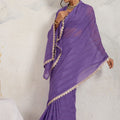 Purple Chiffon Saree with Lace Border Designer Saree