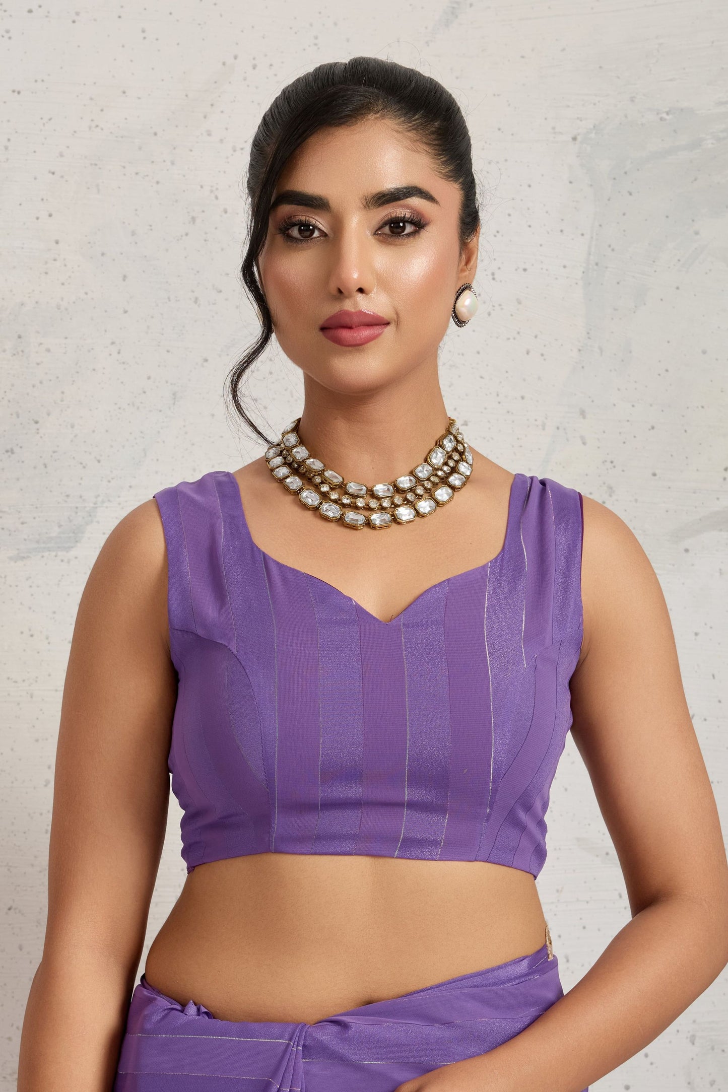 Purple Chiffon Saree with Lace Border Designer Saree