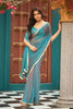 Teal Blue Dual Tone Saree with Lace Border Designer Saree