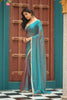 Teal Blue Dual Tone Saree with Lace Border Designer Saree