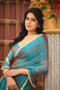 Teal Blue Dual Tone Saree with Lace Border Designer Saree