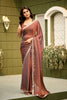 Copper Brown Dual Tone Shimmer Saree with Zari Border Designer Saree