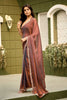 Copper Brown Dual Tone Shimmer Saree with Zari Border Designer Saree