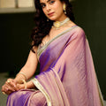 Lavender Purple Dual Tone Shimmer Saree Zari Border Designer Saree