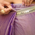 Lavender Purple Dual Tone Shimmer Saree Zari Border Designer Saree