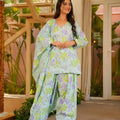 Graceful Mint Green Digital Printed Cambric Cotton Punjabi Patiala Suit with Dupatta for Women