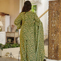 Beautiful Mehendi Green Digital Printed Cambric Cotton Punjabi Patiala Suit with Dupatta for Women