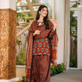 Stylish Rust Digital Printed Cambric Cotton Punjabi Patiala Suit with Dupatta for Women