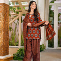 Stylish Rust Digital Printed Cambric Cotton Punjabi Patiala Suit with Dupatta for Women