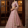 Stunning Pink Embroidered Wedding Wear Lehenga Choli with Net Dupatta