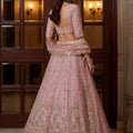 Stunning Pink Embroidered Wedding Wear Lehenga Choli with Net Dupatta