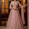 Stunning Pink Embroidered Wedding Wear Lehenga Choli with Net Dupatta