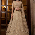 Elegant Beige Embroidered Wedding Wear Lehenga Choli with Net Dupatta