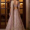 Amazing Lavender Embroidered Wedding Wear Lehenga Choli with Net Dupatta