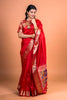 Red Paithani Silk Saree with Golden Zari Border Designer Pallu