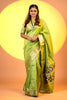 Parrot Green Paithani Silk Saree with Golden Zari Border Floral Pallu
