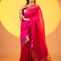 Rani Pink Paithani Silk Saree with Golden Zari Border Rich Designer Pallu