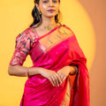 Rani Pink Paithani Silk Saree with Golden Zari Border Rich Designer Pallu