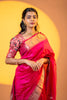 Rani Pink Paithani Silk Saree with Golden Zari Border Rich Designer Pallu