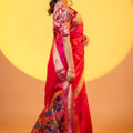 Rani Pink Paithani Silk Saree with Golden Zari Border Rich Designer Pallu