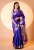 Royal Purple Paithani Silk Saree with Silver Zari Border Designer Pallu
