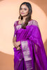 Purple Paithani Silk Saree with Silver Zari Border Rich Designer Pallu