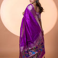 Purple Paithani Silk Saree with Silver Zari Border Rich Designer Pallu