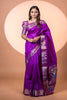 Purple Paithani Silk Saree with Silver Zari Border Rich Designer Pallu