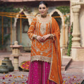 Elegant Orange Readymade Chinon Palazzo Suit with Dupatta for Women