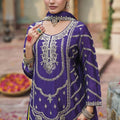 Stunning Purple Readymade Chinon Palazzo Suit with Dupatta for Women