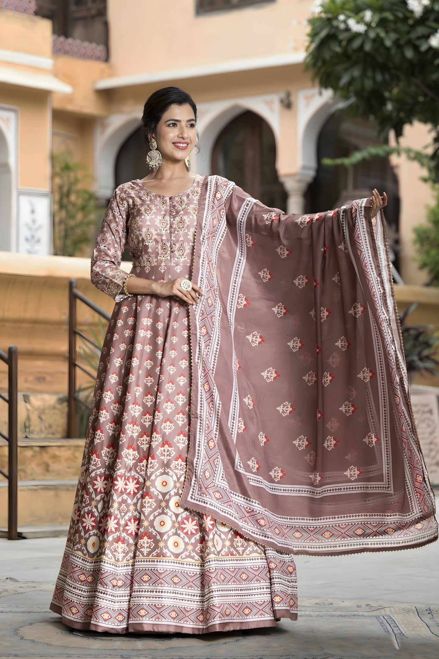 Elegant Mauve Digital Printed Dola Silk Lehenga Choli with Designer Dupatta for Women