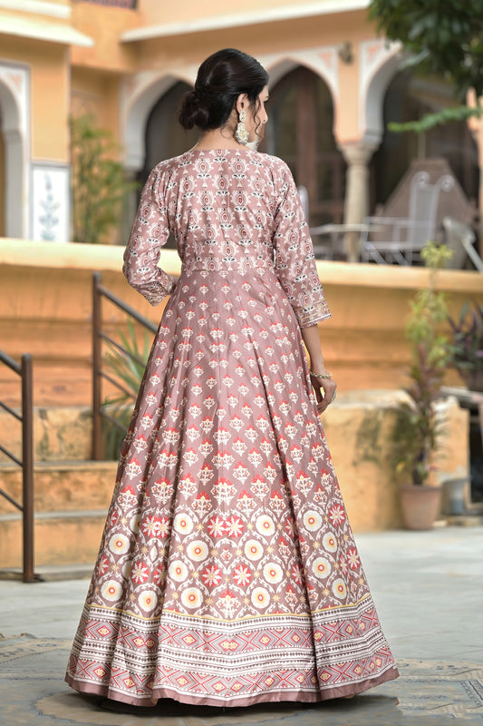 Elegant Mauve Digital Printed Dola Silk Lehenga Choli with Designer Dupatta for Women