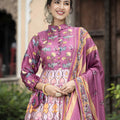 Traditional Purple Digital Printed Dola Silk Lehenga Choli with Designer Dupatta for Women