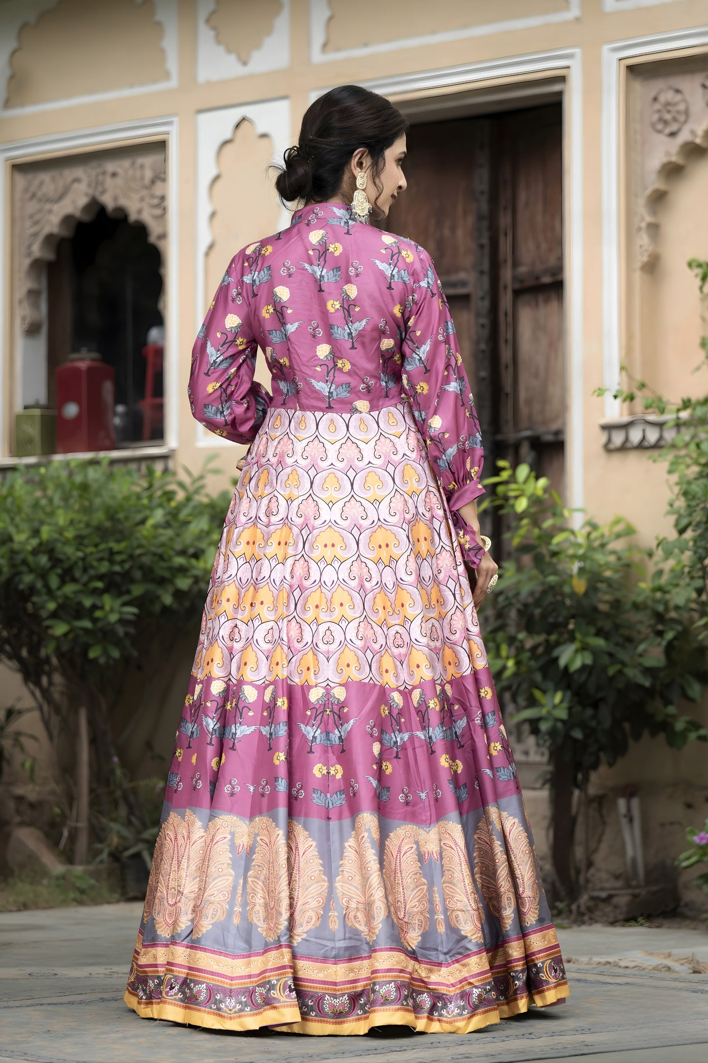 Traditional Purple Digital Printed Dola Silk Lehenga Choli with Designer Dupatta for Women