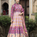 Traditional Purple Digital Printed Dola Silk Lehenga Choli with Designer Dupatta for Women