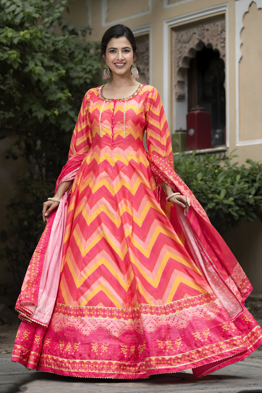 Lovely Pink Digital Printed Dola Silk Lehenga Choli with Designer Dupatta for Women